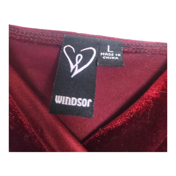 Windsor Velvet Rosette Mini Dress Large Wine Romantic Stretch Party Dance Wrap - Picture 7 of 9